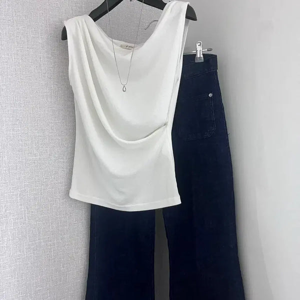 [BUNJANG] if you Shirring Drape Sleeveless Two-Way Camisole / 고퀄 도매택 ifyou 이프유 셔링 드레이프 슬리브리스 투웨이 나시