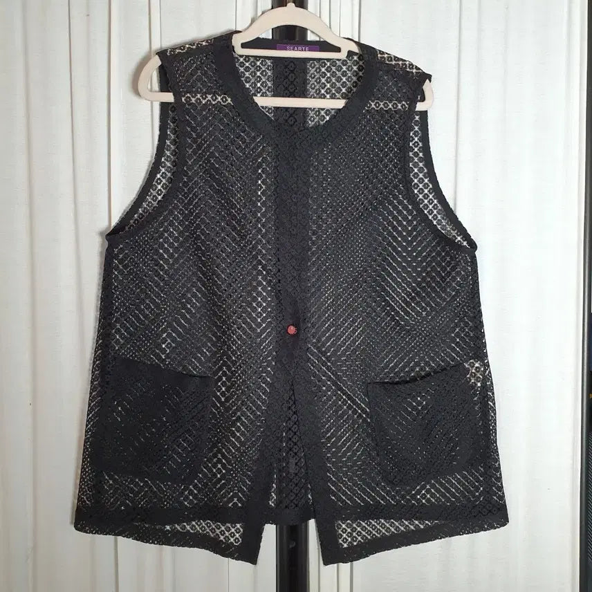 [BUNJANG] SEARTE Black Lace Vest XL / SEARTE 블랙 레이스 조끼 XL 사이즈 2508835