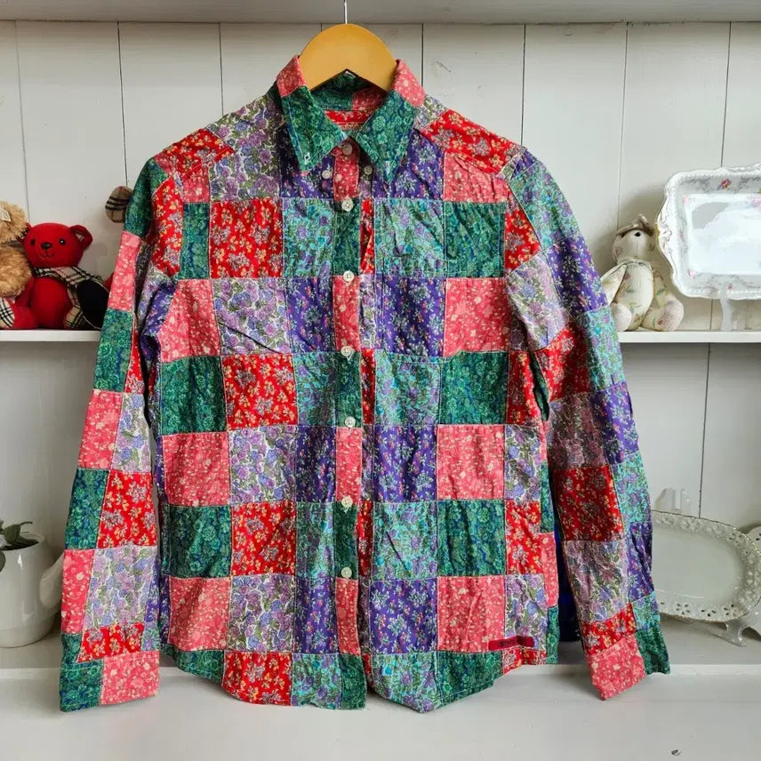[BUNJANG] Patchwork Flower Cotton Shirt / 패치워크 플라워 코튼 셔츠