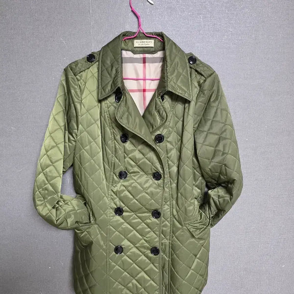 [BUNJANG] Burberry Quilted Double Coat Olive Green / 버버리 퀼팅 더블 코트 올리브 그린
