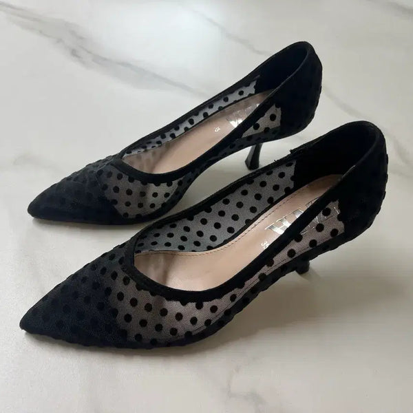 [BUNJANG] ZARA Dot Mesh Kitten Heel Pumps Size 35 (US 5.5-6) / [정품] 자라 도트 메쉬 키튼힐 펌프스 225-230 (사이즈 35)