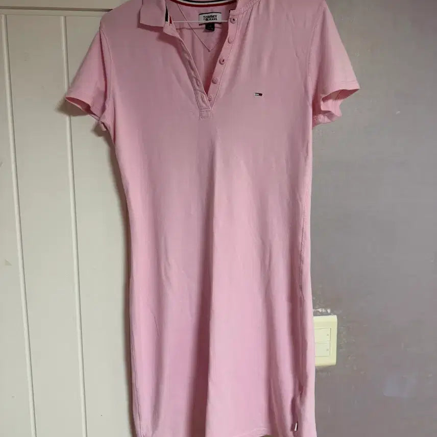 [BUNJANG] Tommy Hilfiger Pink Short Sleeve Polo Shirt / 타미힐피거 반팔 카라티 핑크