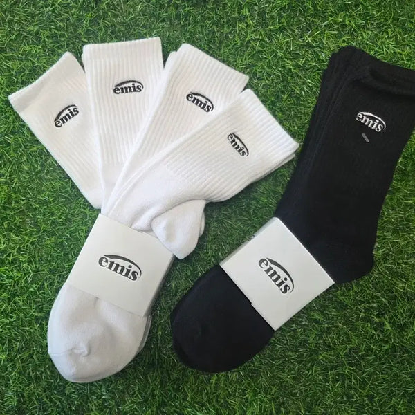 [BUNJANG] Emis Logo Socks (Black/White) / emis 로고 양말 블랙/화이트
