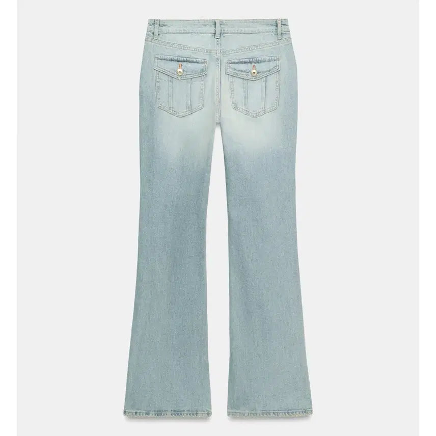[BUNJANG] Zara TRF Low-Rise Bootcut Pants Water Blue / [36] 자라 TRF 로우라이즈 부츠컷 팬츠 워터블루