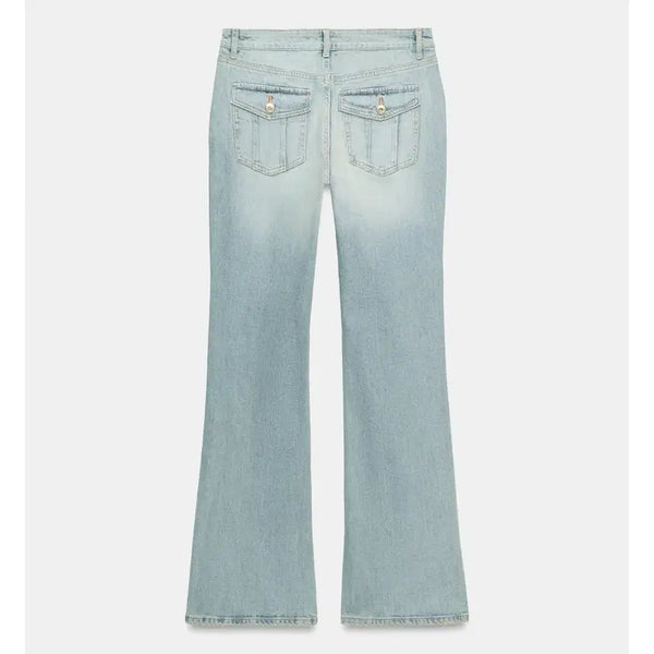 [BUNJANG] Zara TRF Low-Rise Bootcut Pants Water Blue / [36] 자라 TRF 로우라이즈 부츠컷 팬츠 워터블루