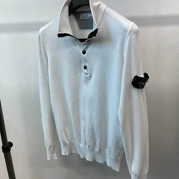 [BUNJANG] Stone Island White Half-Zip Sweatshirt / 95) 스톤아일랜드 화이트 하프집업