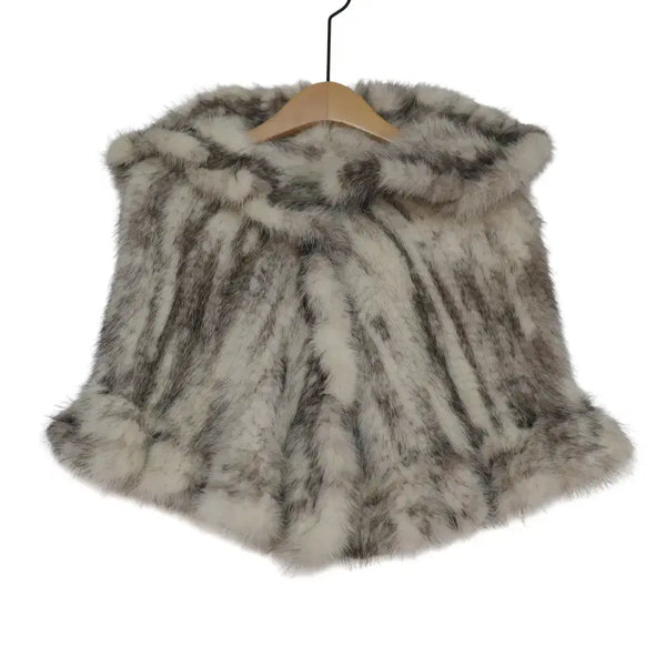 [BUNJANG] Real Mink Knitted Hooded Cape Shawl / 리얼밍크 니팅 밍크 후드 케이프 프리 퍼 케이프 숄