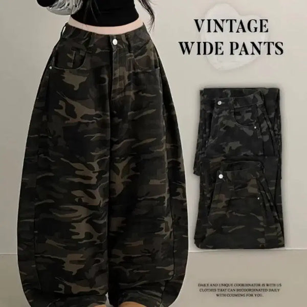 [BUNJANG] Side Pin Tuck Camo Cargo Pants / 옆 핀턱 카모팬츠