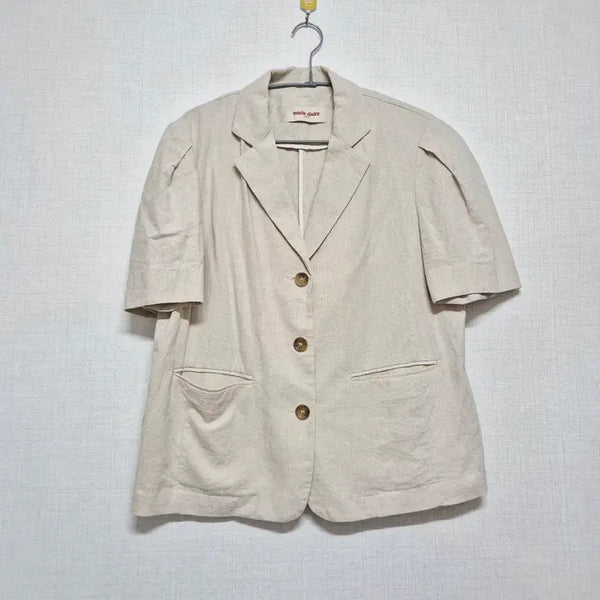 [BUNJANG] Marie Claire Linen Short-Sleeve Jacket Beige / 마리끌레르 반팔 자켓 베이지
