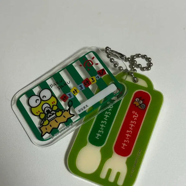 [BUNJANG] Sanrio Keroppi Acrylic Spoon & Fork Keychain Gacha Goods / 산리오 케로피 수저포크 아크릴 키링 가챠 굿즈