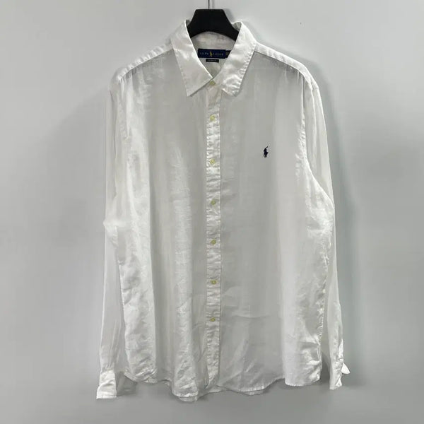 [BUNJANG] Polo Ralph Lauren White Linen Long Sleeve Shirt XXL / 폴로 랄프로렌 화이트 린넨 긴팔 셔츠 (on.1656)