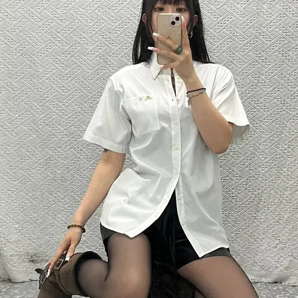 [BUNJANG] Adidas Vintage Casual Work Embroidered Short Sleeve Shirt / 아디다스 빈티지 캐주얼 워크 포켓 자수 반팔 셔츠 95 C13573