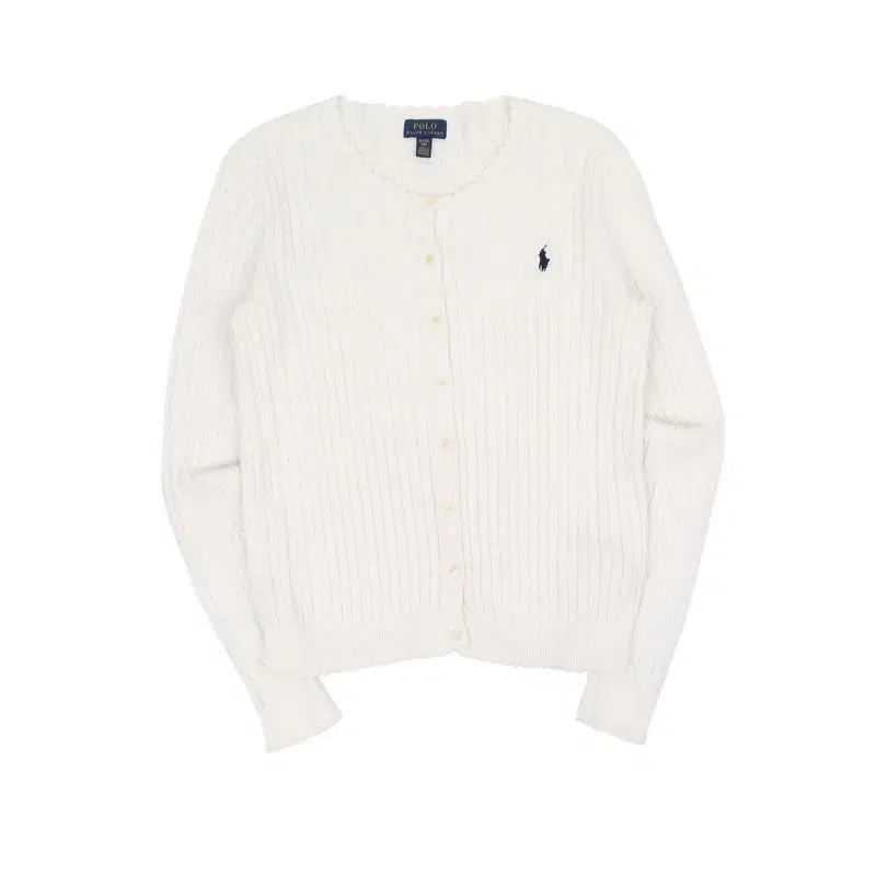 [BUNJANG] Polo Ralph Lauren White Cotton Cable Knit Cardigan / 폴로 랄프로렌 화이트 코튼 케이블니트 가디건