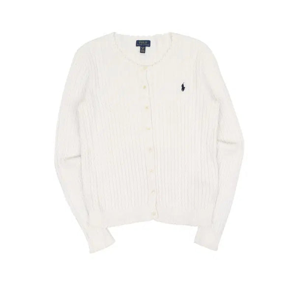 [BUNJANG] Polo Ralph Lauren White Cotton Cable Knit Cardigan / 폴로 랄프로렌 화이트 코튼 케이블니트 가디건