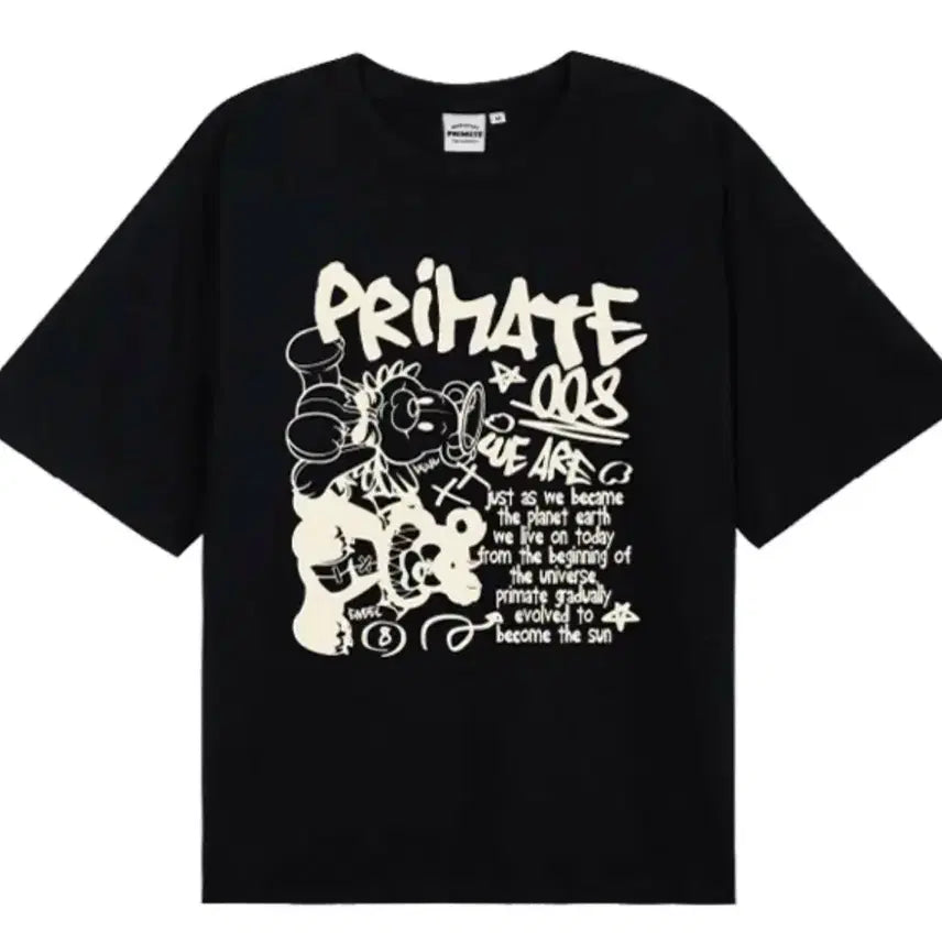 [BUNJANG] ANGELDEM Graphic Oversized T-Shirt Black / 프라임에이트 그래픽 반팔티 블랙 ANGELDEM 오버핏 반팔티셔츠