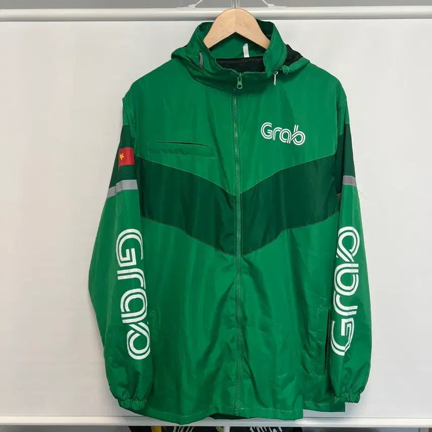 [BUNJANG] Grab Vietnam Windbreaker Jacket 2XL / [정품/2XL] 그랩 Grab 베트남 초록 바람막이