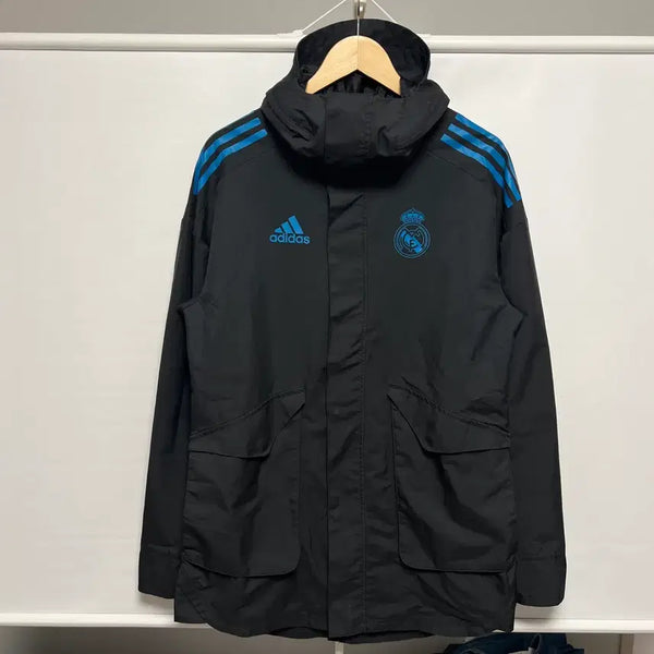 [BUNJANG] Adidas Real Madrid 17-18 All Weather Training Windbreaker Black (Size 100) / [정품/100] 아디다스 레알마드리드 17-18 올웨더 블랙 트레이닝 바람막이
