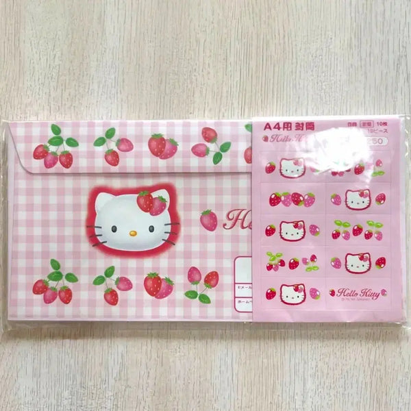 [BUNJANG] Strawberry Kitty Letter Envelope Set / 들딸기 키티 편지 봉투 , 들딸기키티 봉투, 키티 편지봉투