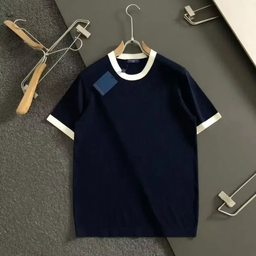 [BUNJANG] Louis Vuitton Short Sleeve Knit Navy White / 루이비통 반팔 니트(병행수입)