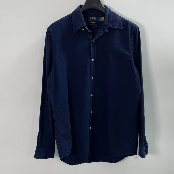 [BUNJANG] Polo Ralph Lauren Navy Seersucker Shirt / 폴로 랄프로렌 네이비 시어서커 셔츠 (on.1665)