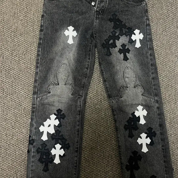[BUNJANG] Chrome Hearts Cross Patch Denim Pants / st크롬하츠 크로스 패치 데님