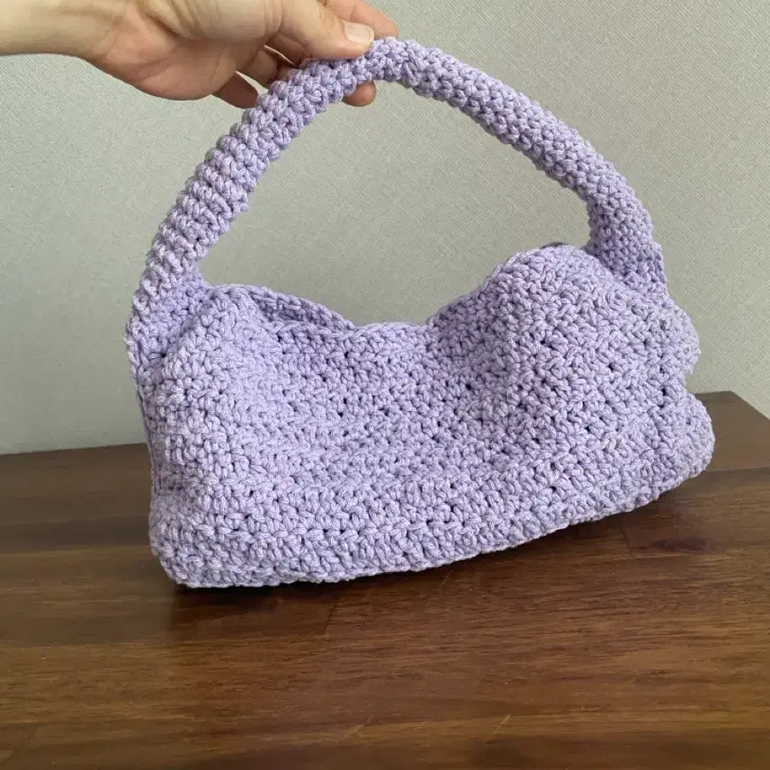 [BUNJANG] Handmade Lavender Crochet Tote Bag / 라벤더 칼라 크로쉐 토드백