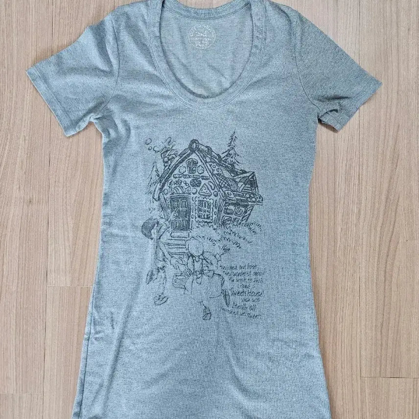 [BUNJANG] Gray Printed Short Sleeve T-Shirt (Medium) / 그레이 프린팅 반팔 티셔츠(M)