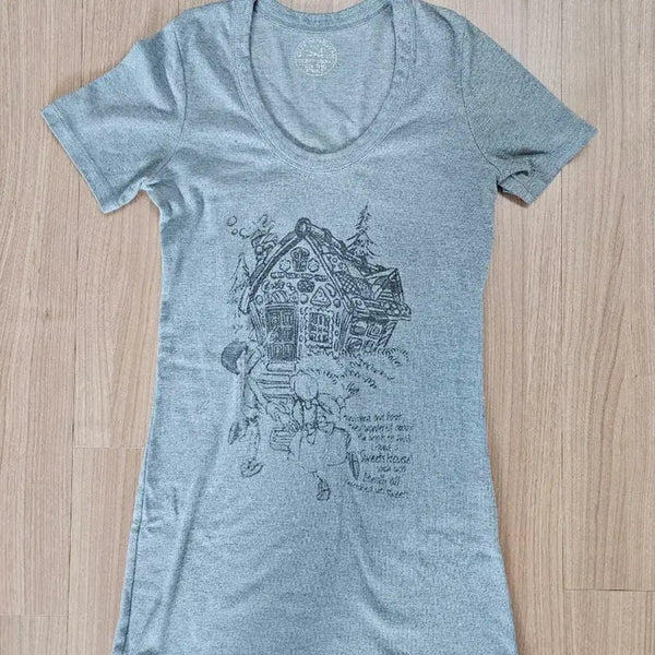 [BUNJANG] Gray Printed Short Sleeve T-Shirt (Medium) / 그레이 프린팅 반팔 티셔츠(M)