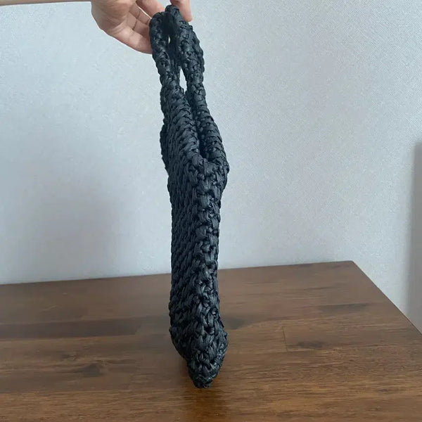 [BUNJANG] Handmade Black Crochet Tote Bag / 블랙 칼라 크로쉐 토드백