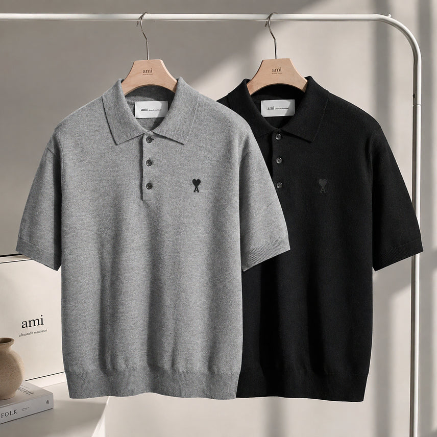 [BUNJANG] AMI Paris Wool Knit Short Sleeve Polo Shirt / (정품 무료배송) 아미 울 반팔 니트 카라티