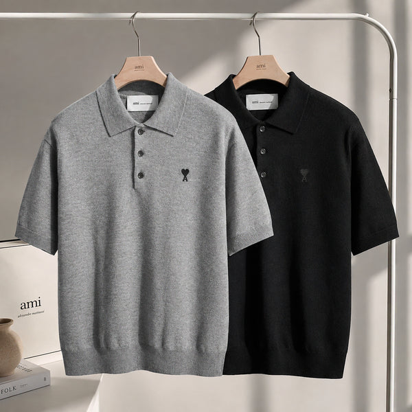 [BUNJANG] AMI Paris Wool Knit Short Sleeve Polo Shirt / (정품 무료배송) 아미 울 반팔 니트 카라티