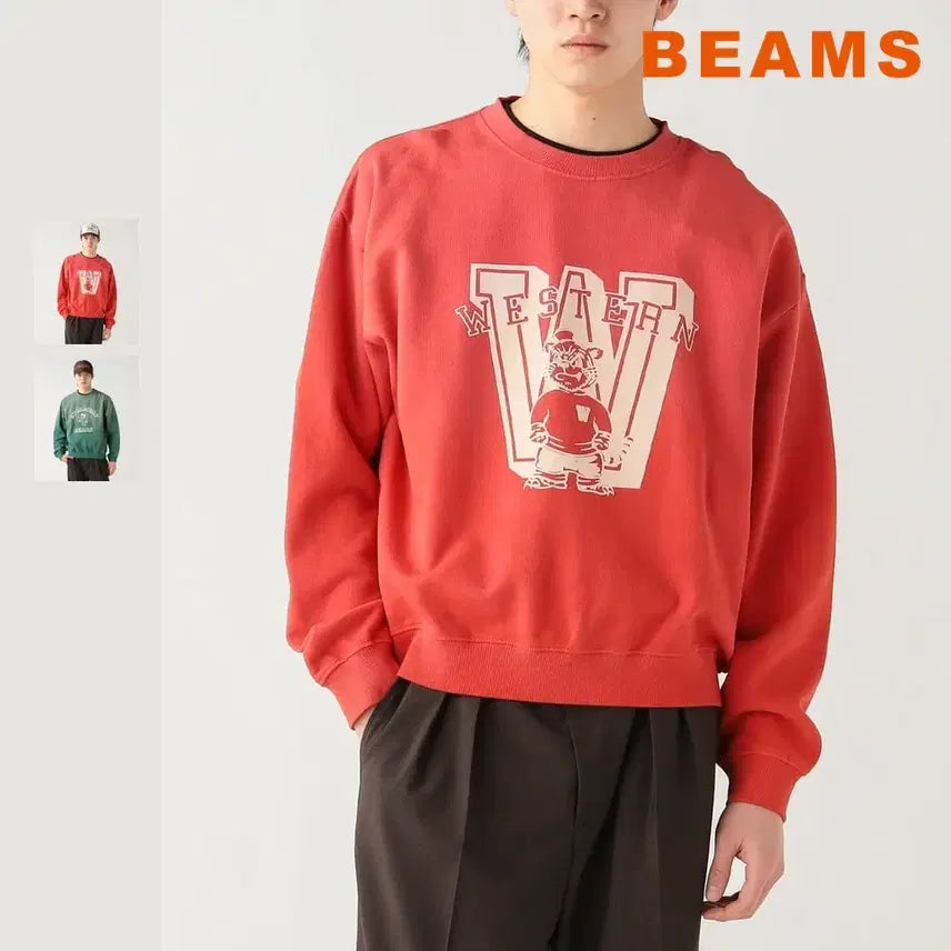 [BUNJANG] BEAMS HEART Animal Flocking Sweatshirt / 빔즈 하트 애니멀 플로키 스웨트셔츠