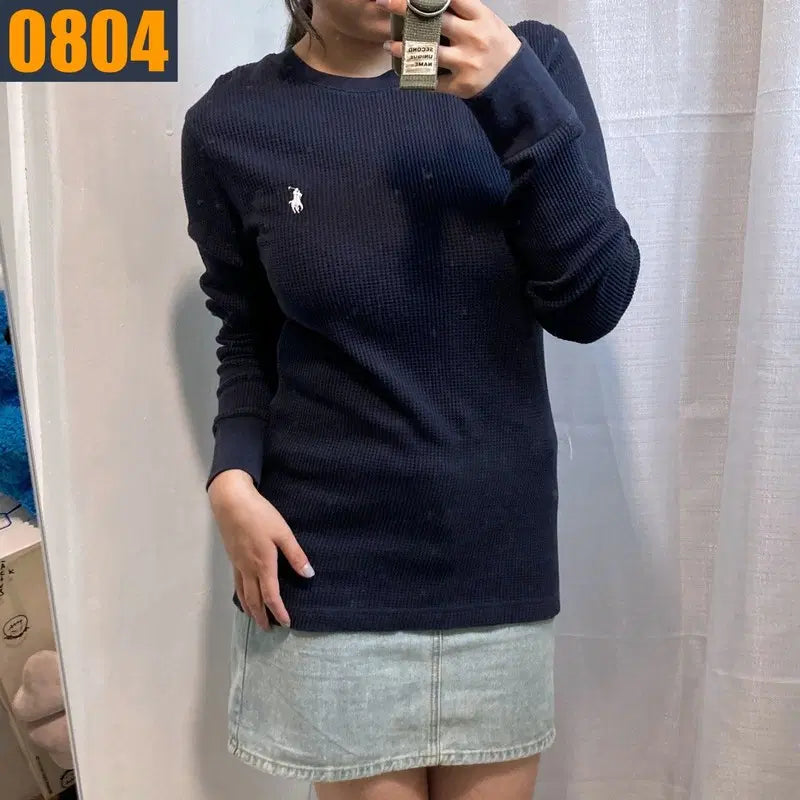[BUNJANG] Polo Ralph Lauren Waffle Pattern Long Sleeve T-Shirt / 90 POLO 폴로 랄프로렌 와플 패턴 긴팔 티셔츠