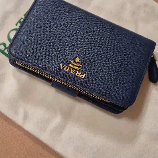 [BUNJANG] Prada Saffiano Leather Bifold Wallet Navy / 프라다 사피아노 반지갑 네이비
