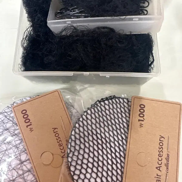 [BUNJANG] Black Hair Net & U-Pin Set / 헤어 액세서리 망 검정색 + u핀