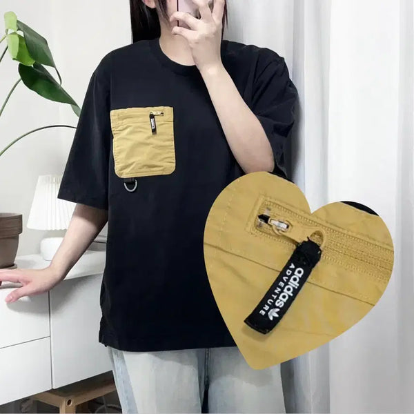 [BUNJANG] Adidas Black Beige Pocket Short Sleeve T-Shirt - Large / 아디다스 블랙 베이지포켓 반팔티 [ L ]