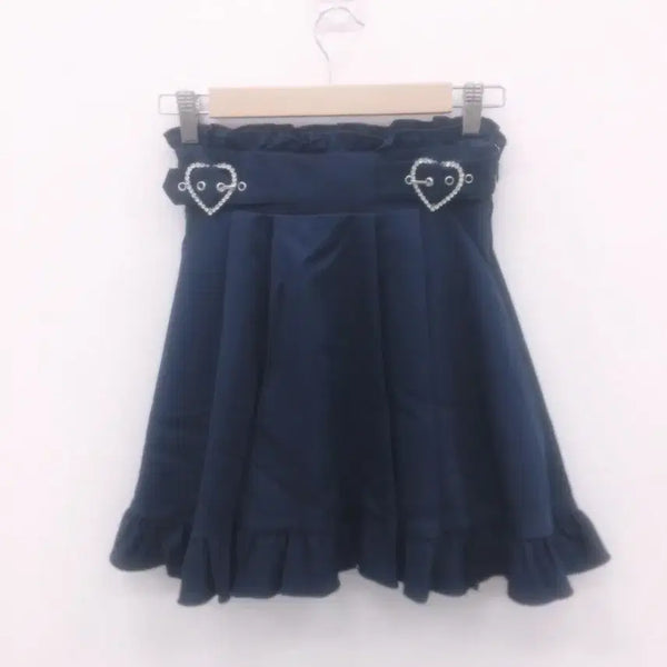 [BUNJANG] DearMyLove Heart Crystal Frill Skirt / 디어마이러브( DearMyLove) 하트 크리스탈 프릴 스커트