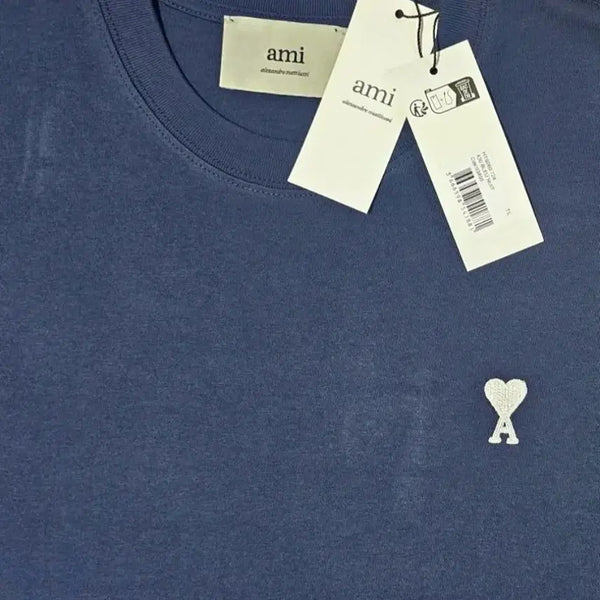 [BUNJANG] AMI Heart Logo Short Sleeve T-Shirt Navy / 아미 하트 로고 반팔 티셔츠 네이비 M/L