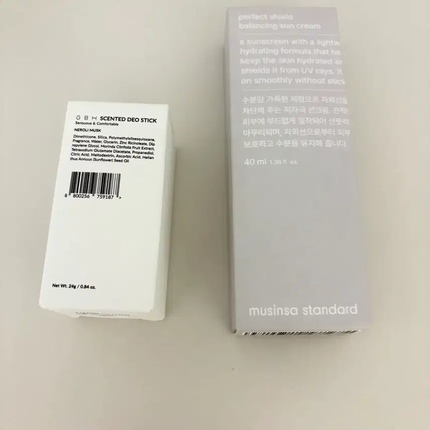 [BUNJANG] GBH Deodorant Neroli Musk & Musinsa Perfect Shield Balancing Sun Cream / (미개봉 새상품) gbh 데오도란트, 무신사 선크림