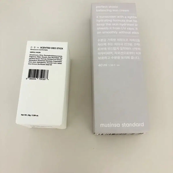 [BUNJANG] GBH Deodorant Neroli Musk & Musinsa Perfect Shield Balancing Sun Cream / (미개봉 새상품) gbh 데오도란트, 무신사 선크림