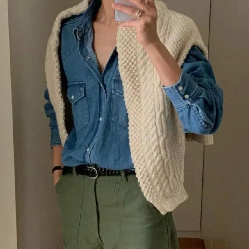 [BUNJANG] Urbanic Western Denim Shirt / 얼바닉 웨스턴 데님 셔츠