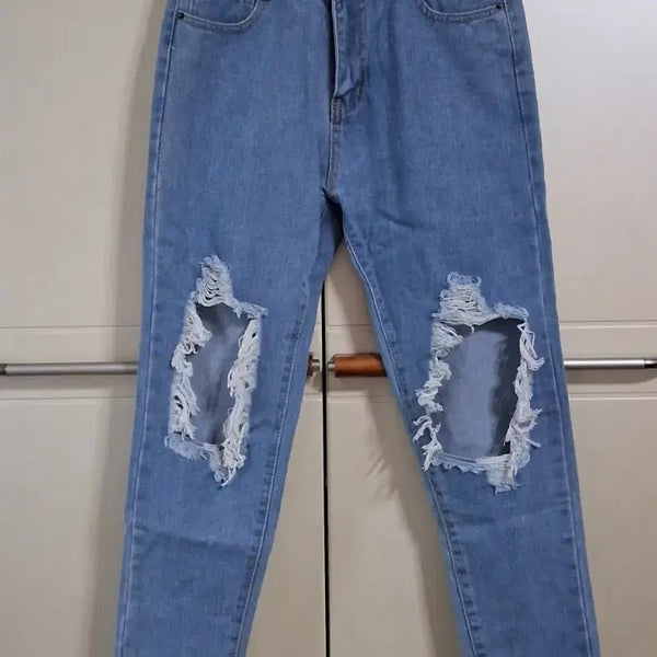 [BUNJANG] Distressed Cut-Out Jeans / 청바지 찢청 컷팅 청바지