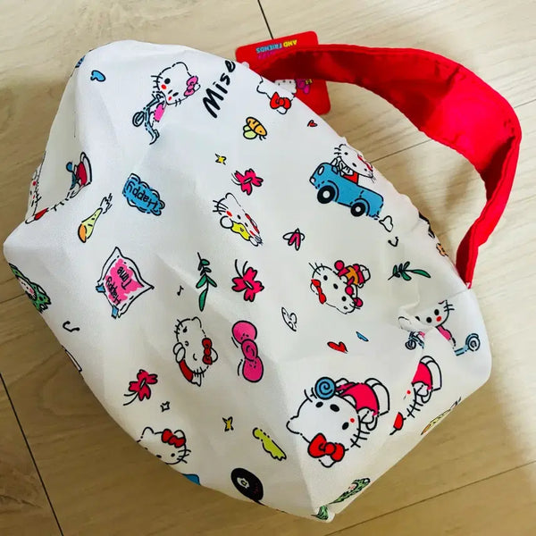[BUNJANG] Hello Kitty Pouch White Red Handle Bag / 헬로키티 파우치 화이트 레드 손잡이 가방