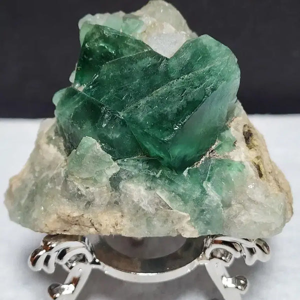 [BUNJANG] Natural Fluorite Crystal Cluster with Stand / 천연크리스탈 녹색형석 클러스터 원석+받침대