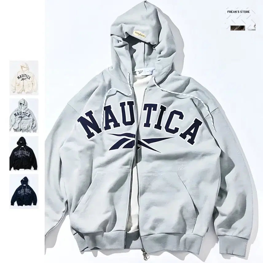 [BUNJANG] Freaks Store x Nautica x Reebok Arch Logo Heavyweight Zip-Up Hoodie / 프릭스 스토어 노티카 x 리복 아치 로고 헤비웨이트 집업 후디