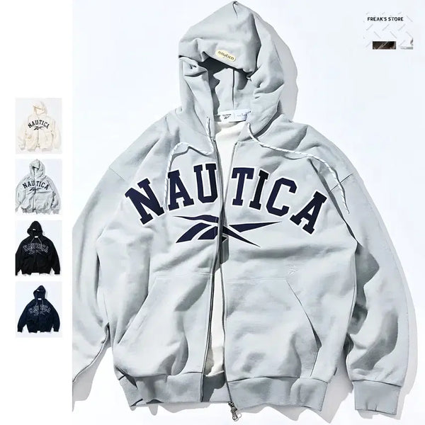 [BUNJANG] Freaks Store x Nautica x Reebok Arch Logo Heavyweight Zip-Up Hoodie / 프릭스 스토어 노티카 x 리복 아치 로고 헤비웨이트 집업 후디