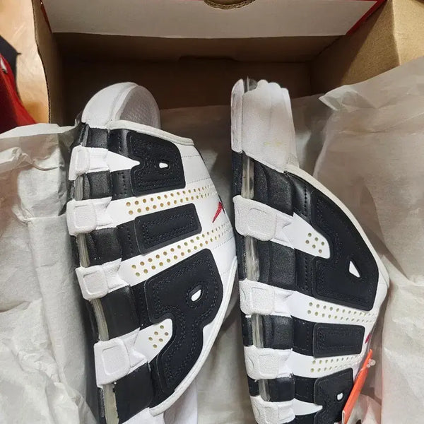 [BUNJANG] Nike Uptempo Slice Black White Slides Size 280 / 업템포 슬라이스