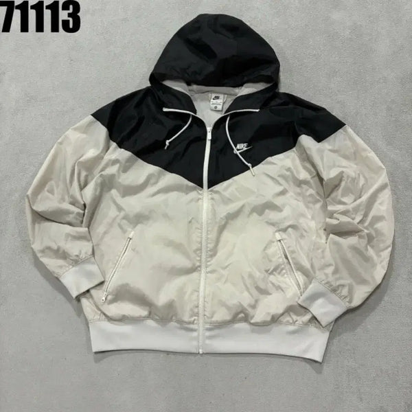 [BUNJANG] Nike Windbreaker Hoodie Beige/Black 2XL / 나이키 바람막이 후드집업 베이지/블랙 2XL