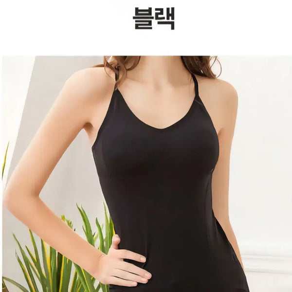 [BUNJANG] Black Built-in Bra Padded Camisole / 블랙 캡내장 보정 나시