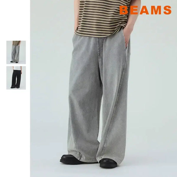 [BUNJANG] BEAMS Heart Cotton Fade Wide Straight Pants / 빔즈 하트 코튼 페이드 와이드스트레이트 팬츠